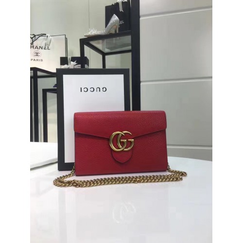 Gcucci Dionysus leather mini chain bag red